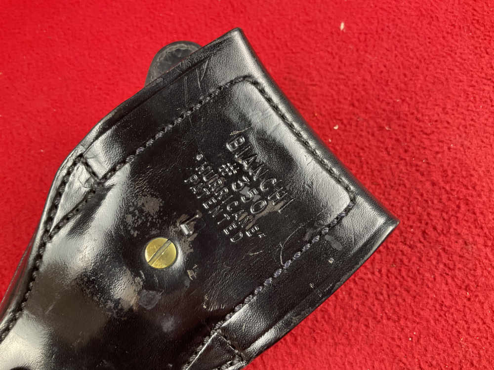 Vintage BIANCHI BLACK LEATHER hurricane 350 police duty holster s&w colt 38-img-2