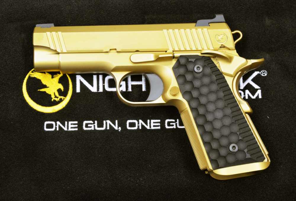Nighthawk Custom NHC War Hawk Officer 9mm Gold TiN 3.8" 1911 Warhawk-img-1