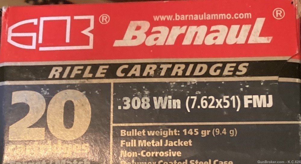 .308 win Barnaul FMJ 145 gr 20 round box *Free Shipping *-img-0