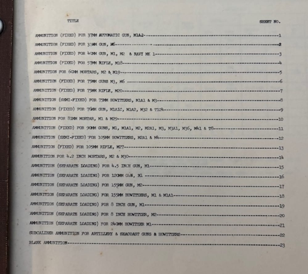 1954 US ARMY PICATINNY ARSENAL NJ AMMUNITION COMPLETE ROUND CHART MANUAL-img-3