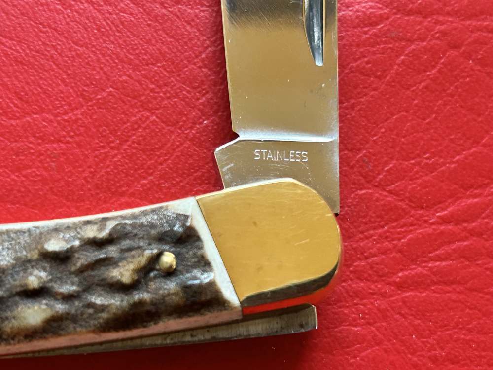 Vintage Indiana Maniago Italy Stag Lockback Pocket Knife NOS -img-5