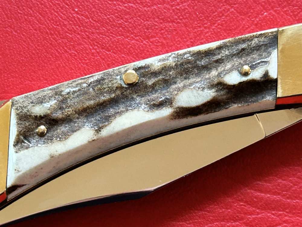 Vintage Indiana Maniago Italy Stag Lockback Pocket Knife NOS -img-8