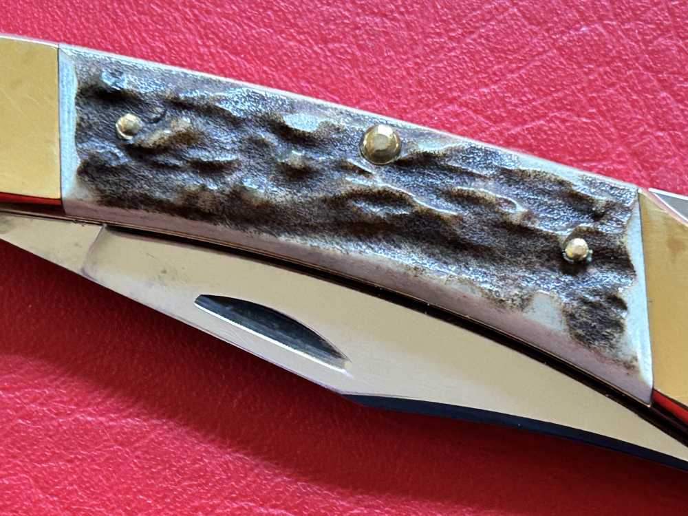 Vintage Indiana Maniago Italy Stag Lockback Pocket Knife NOS -img-7