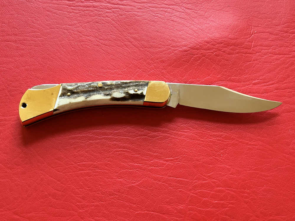 Vintage Indiana Maniago Italy Stag Lockback Pocket Knife NOS -img-2