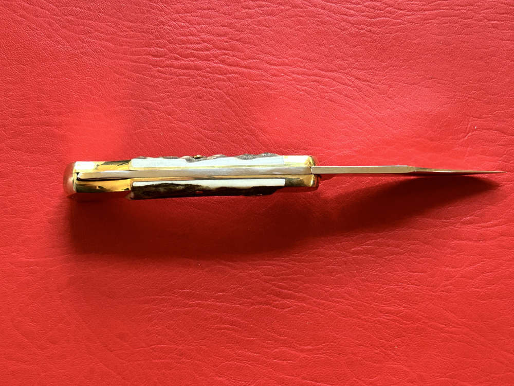 Vintage Indiana Maniago Italy Stag Lockback Pocket Knife NOS -img-4