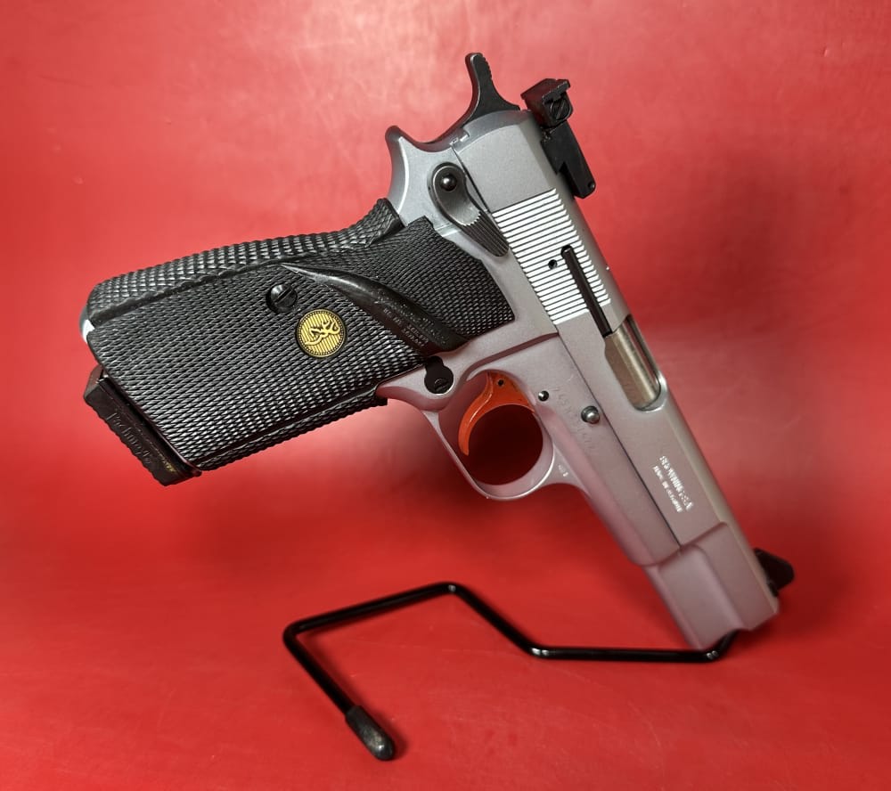 1996 Browning Hi power, Silver Chrome, Gold Trigger, Adj Sights, 9mm 2-13rd-img-2