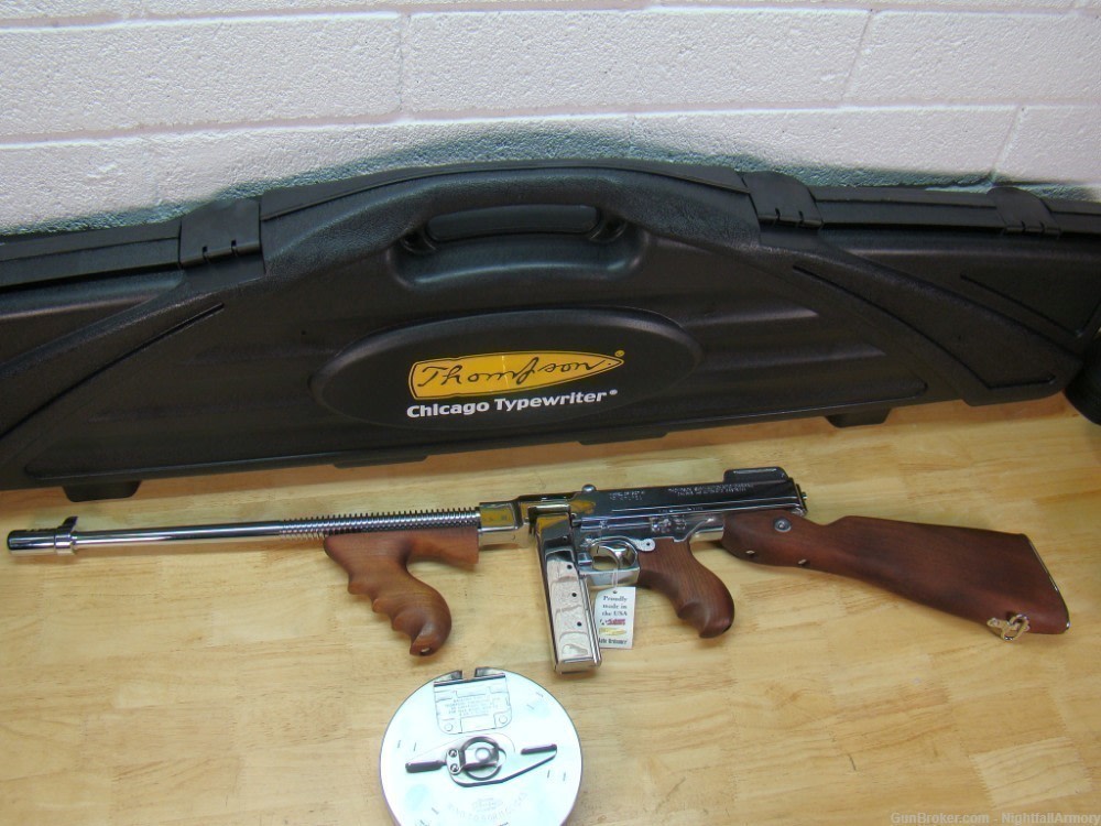 Thompson 1927A1 .45ACP Deluxe Tommy Gun 45 T150DCR 50rd drum 16.5" Chrome !-img-25
