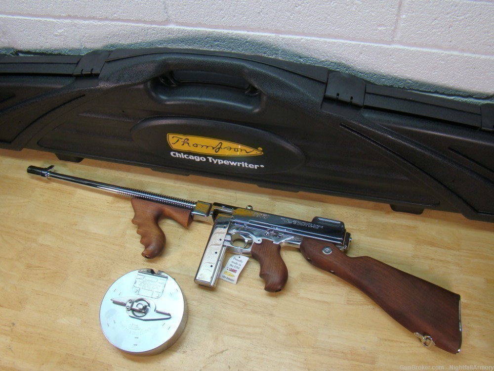 Thompson 1927A1 .45ACP Deluxe Tommy Gun 45 T150DCR 50rd drum 16.5" Chrome !-img-26