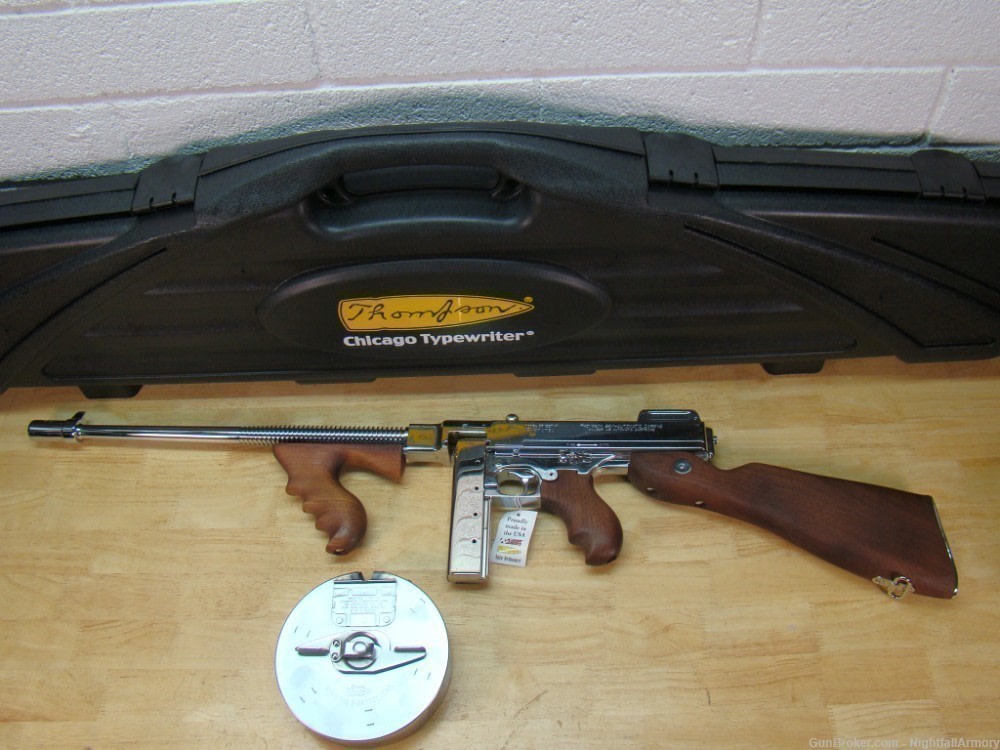 Thompson 1927A1 .45ACP Deluxe Tommy Gun 45 T150DCR 50rd drum 16.5" Chrome !-img-24