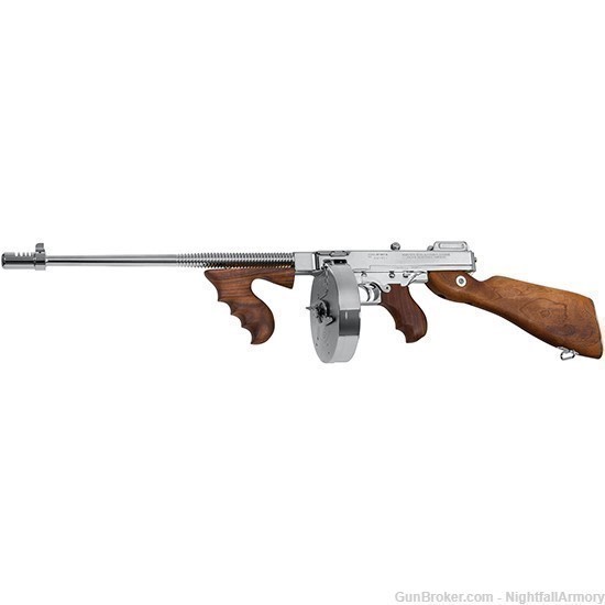Thompson 1927A1 .45ACP Deluxe Tommy Gun 45 T150DCR 50rd drum 16.5" Chrome !-img-0