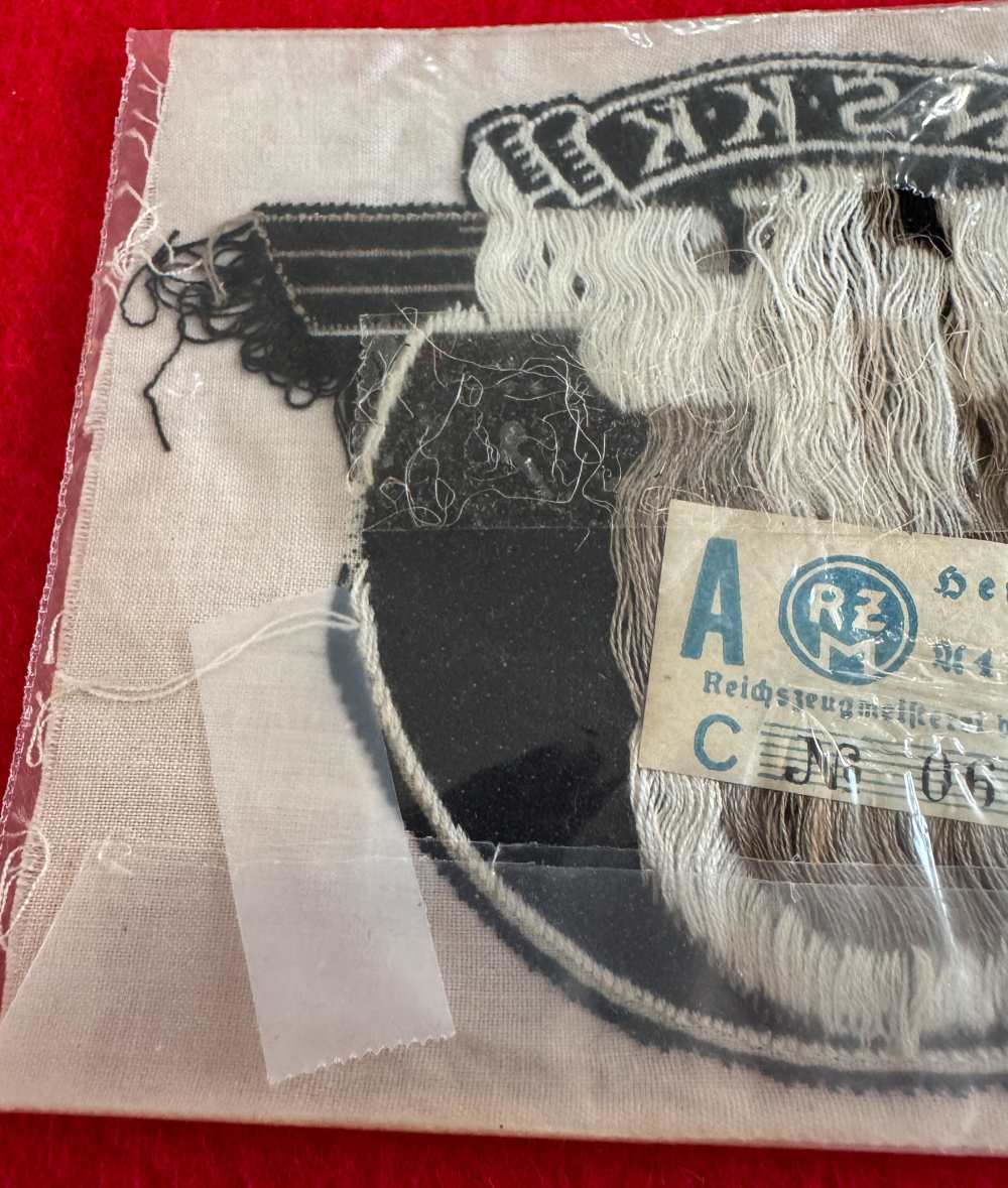 Mint Unissued Original WW2 German NSKK Sports Shirt Emblem w/ RZM Tag -img-4