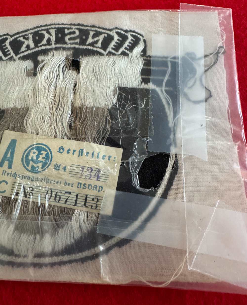 Mint Unissued Original WW2 German NSKK Sports Shirt Emblem w/ RZM Tag -img-5