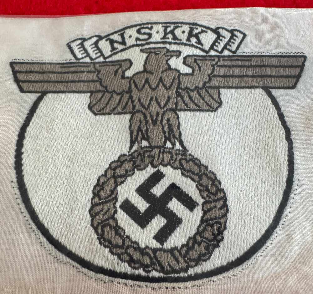 Mint Unissued Original WW2 German NSKK Sports Shirt Emblem w/ RZM Tag -img-1