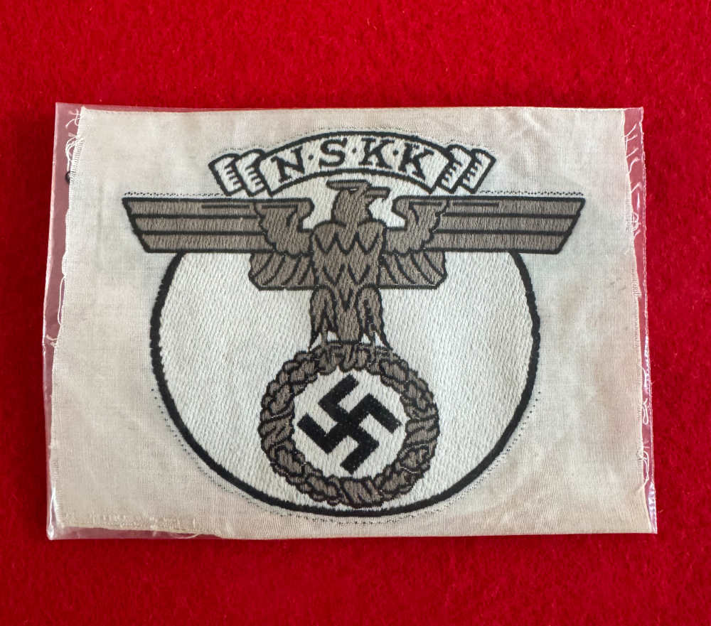 Mint Unissued Original WW2 German NSKK Sports Shirt Emblem w/ RZM Tag -img-0