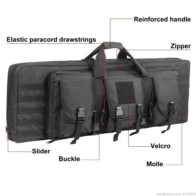 42 Inch Tactical Double Rifle Case Padded Rifle Range Gun Case(Green)-img-2