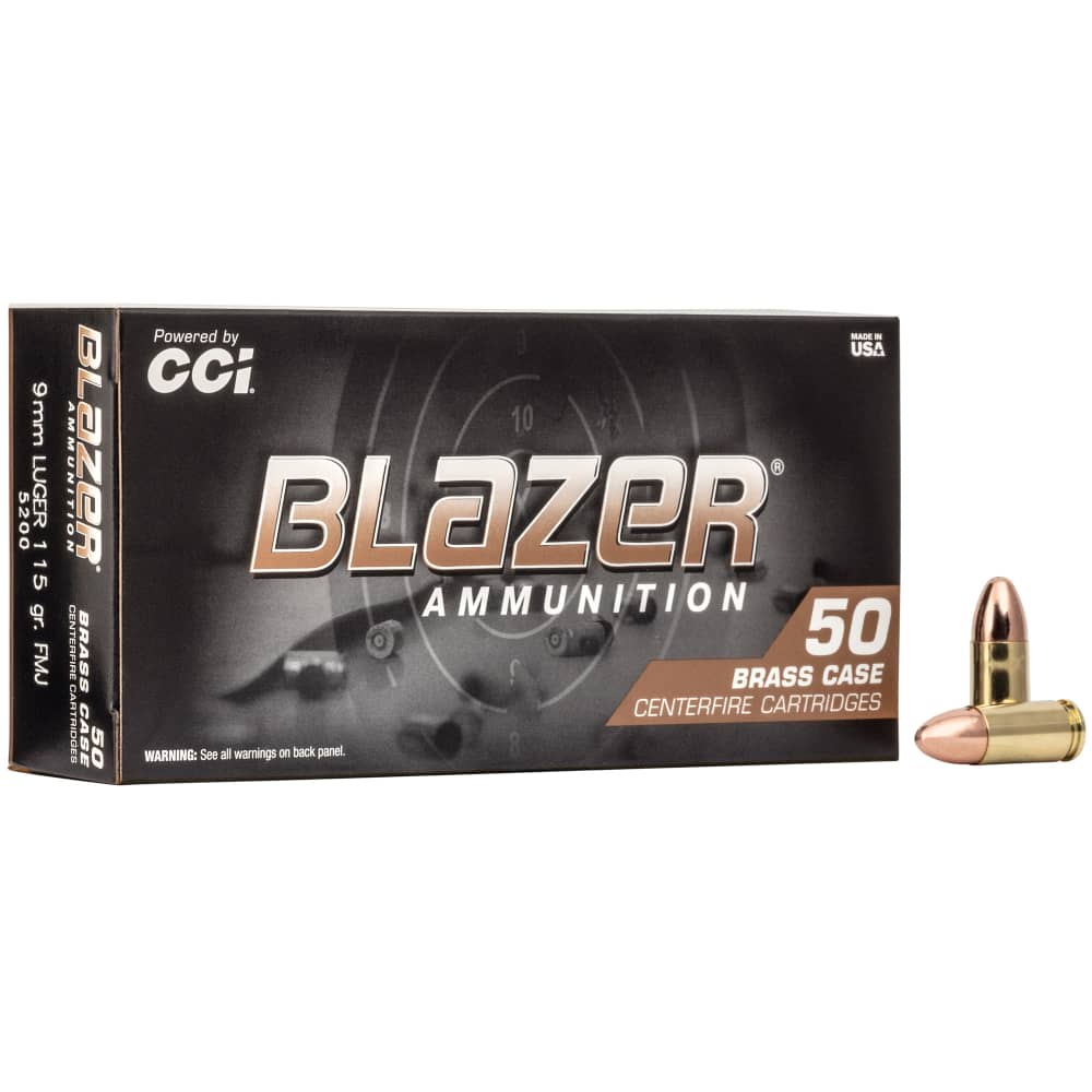 Blazer Ammunition Blazer Brass  9mm 115 Grain FMJ 50 rounds per box -img-0