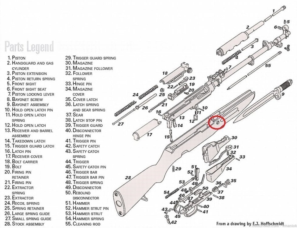 Russian SKS recoil lug/ cross bolt + nut. NOS-img-1