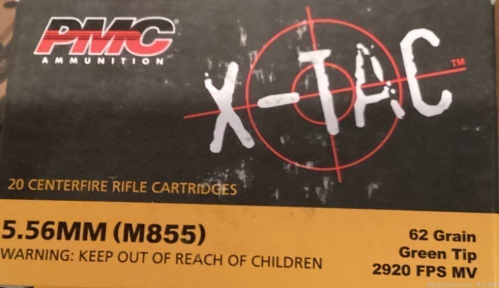 5.56 Nato/ 223 rem PMC XTAC 62 gr LAP 20 rounds Free Shipping. -img-0
