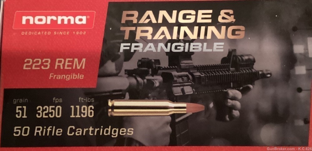 223 rem Norma Frangible  51 grain 50 rounds Free Shipping -img-0