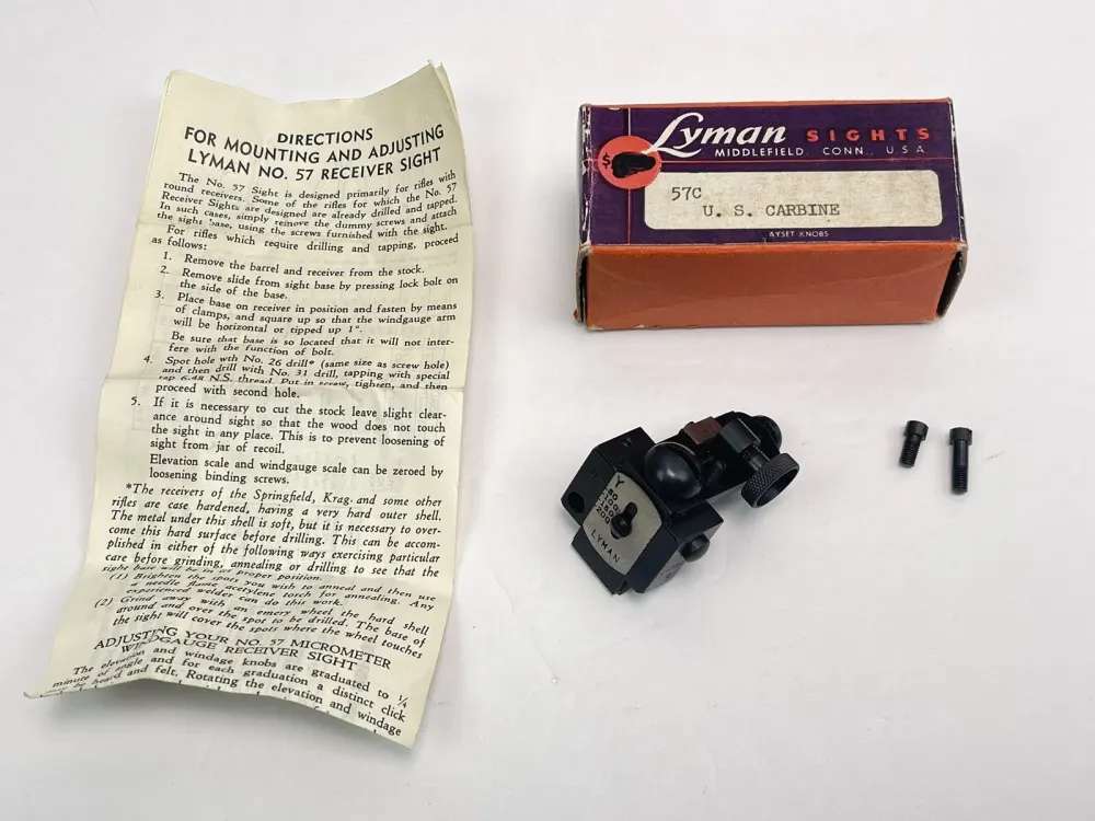 Vintage Lyman 57-C Receiver Peep Rifle Sight 30 US Carbine Aperture NOS-img-0
