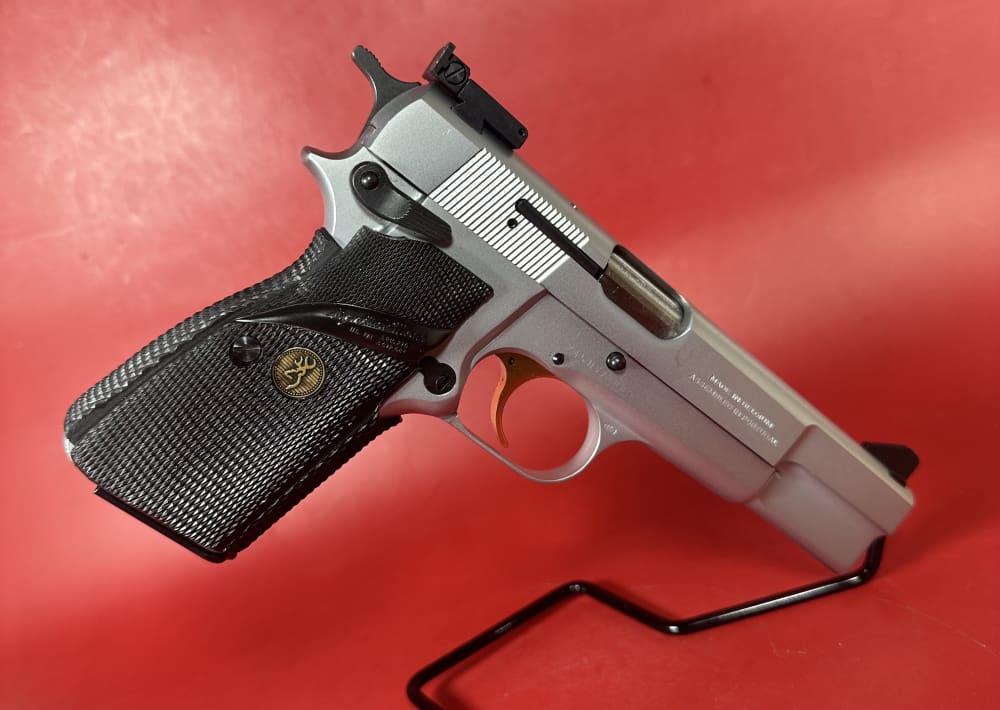 1995 Browning Hi power, Silver Chrome, Gold Trigger, Adj Sights, 9mm 2-13rd-img-2
