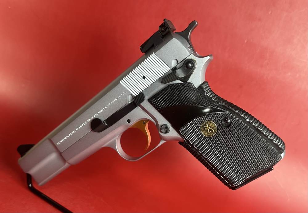 1995 Browning Hi power, Silver Chrome, Gold Trigger, Adj Sights, 9mm 2-13rd-img-1