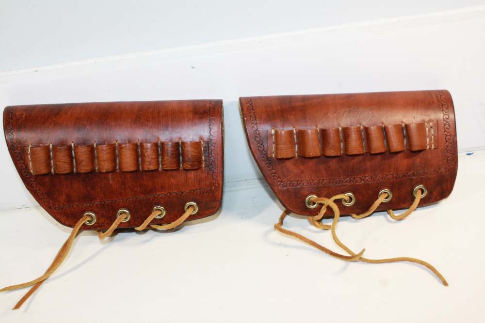 Stock mounted, lace on, .44 /.45 cartridge carriers, Leather, TWO-img-0