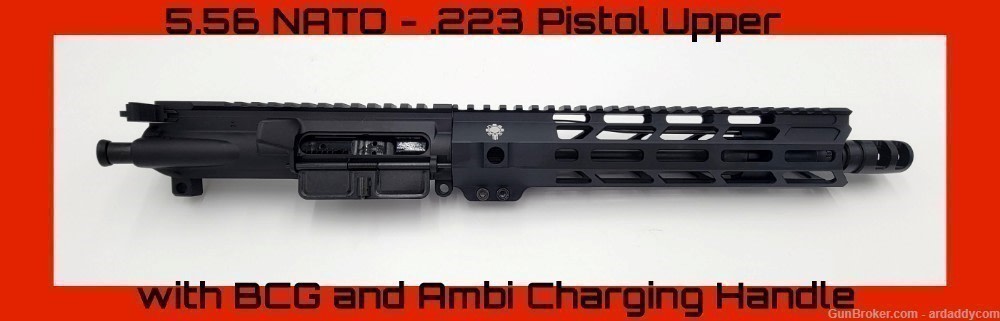 COMPLETE UPPER RECEIVER 5.56 NATO .223PISTOL BCG AND AMBI CHARGING AR15-img-0