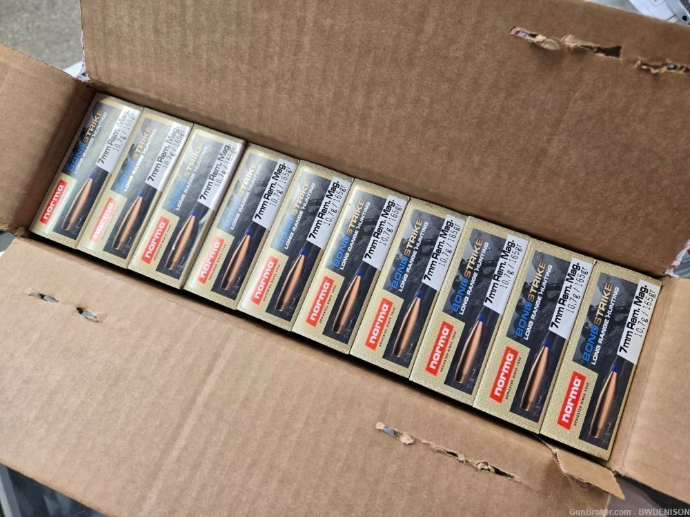 Norma Bondstrike 7mm Rem Mag 165 Grain Lead Bonded 20171522 10 Boxes-img-0
