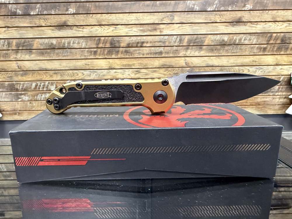 Microtech LUDT Black Blade Part Serrated Tan Handle-img-0