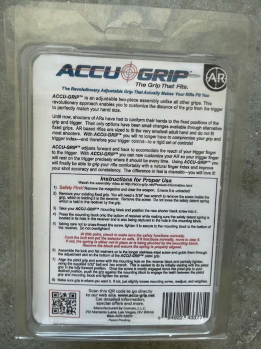 Accu Grip Adjustable AR15 Grip - Black-img-1