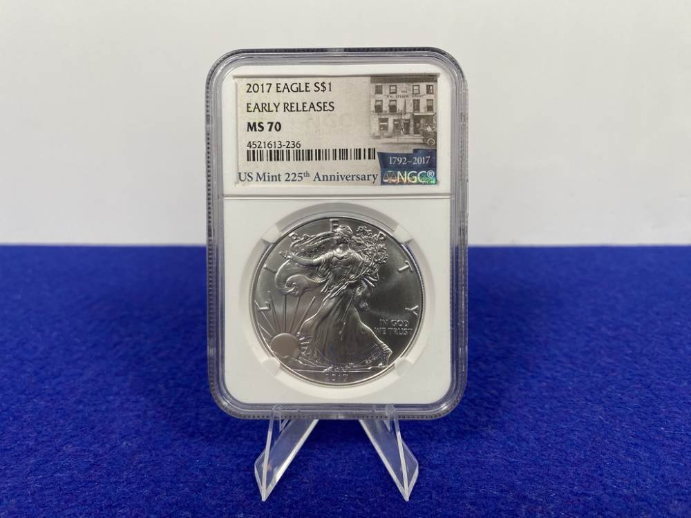 2017 Silver Eagle NGC MS70 *Early Release Edition Eagle* .999 FINE SILVER-img-0