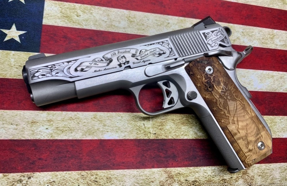 Dan Wesson 10mm Custom 1911 President Trump American Themed 1 of a kind. -img-0