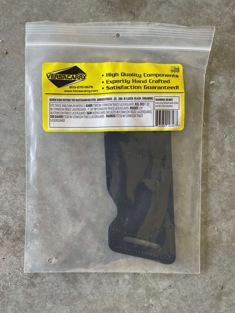 VersaCarry Quick Slide OWB Leather Holster RH 380 Auto subcompacts-img-0