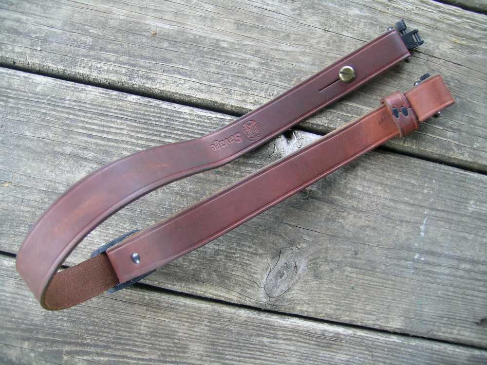 Original Savage Arms Leather 1" Rifle Sling W/Q-D Swivels-img-2
