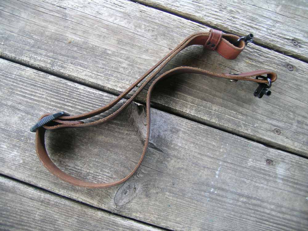 Original Savage Arms Leather 1" Rifle Sling W/Q-D Swivels-img-3
