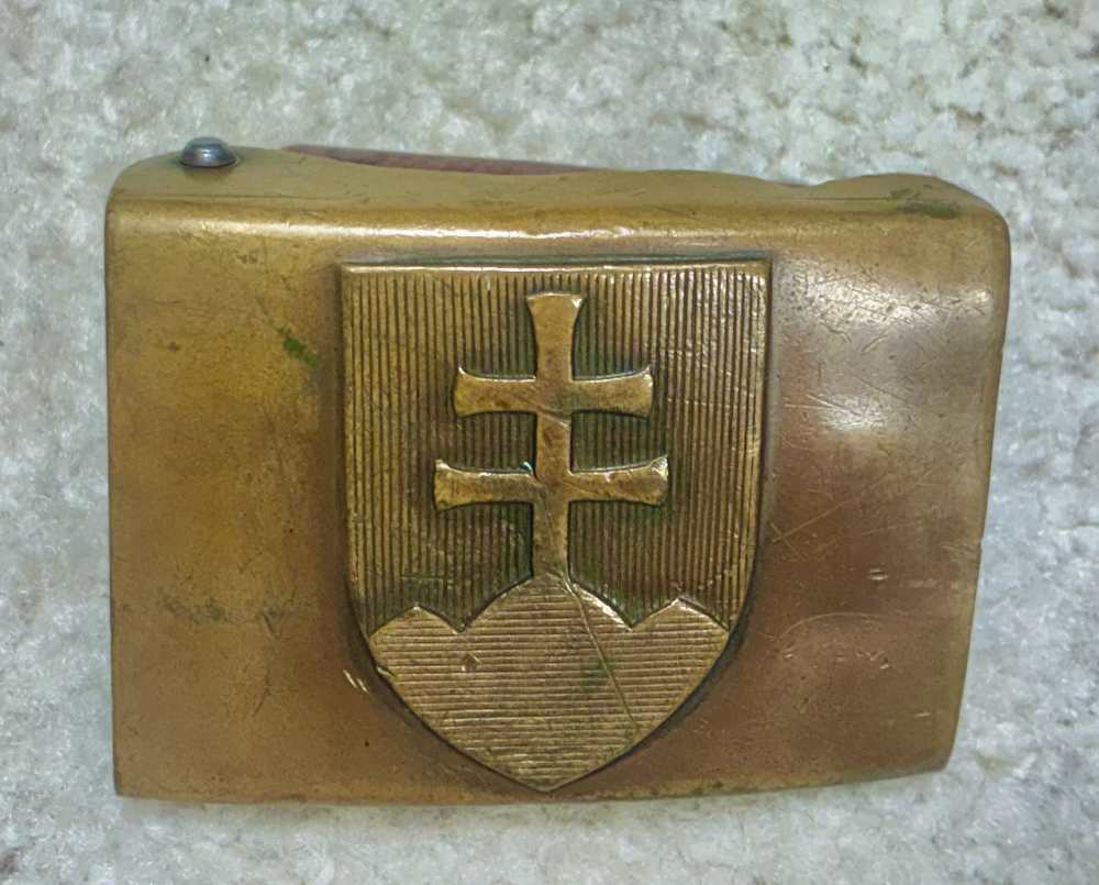 WWII SLOVAK BELT BUCKLE (German type) BRASS, Excellent. -img-9