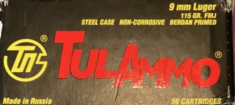9mm Luger Tulammo 115 grain FMJ 50 rounds Free Shipping -img-0