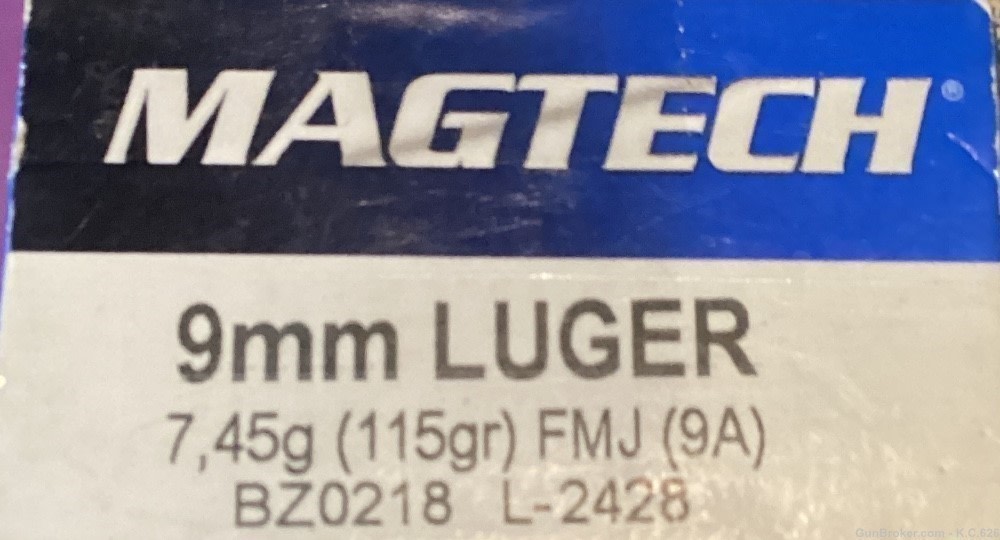 9mm Luger Magtech 115gr. FMJ 50 rounds Free Shipping -img-0