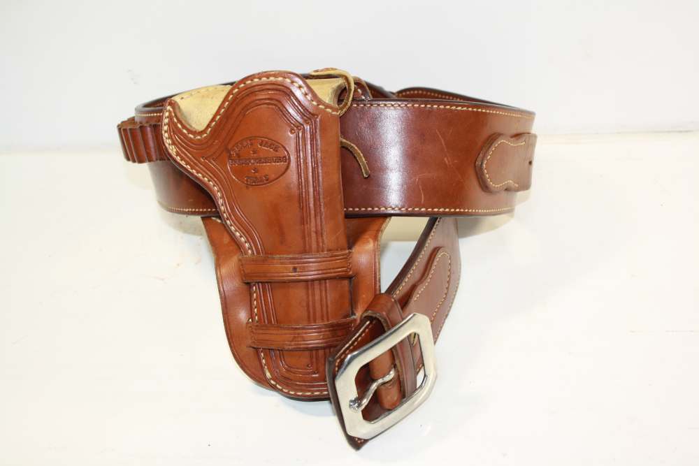 Bianchi size 36 gun belt w/ .44/.45 loops & Texas Jack holster for Colt SAA-img-0