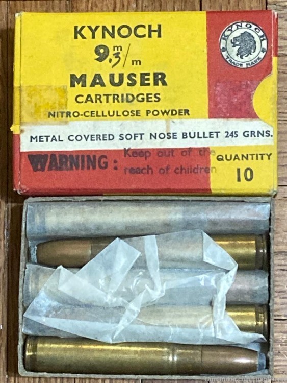 9.3mm Mauser 9.3x57mm 245gr Metal Covered Soft Nose Rifle Ammo 10 rd KYNOCH-img-5