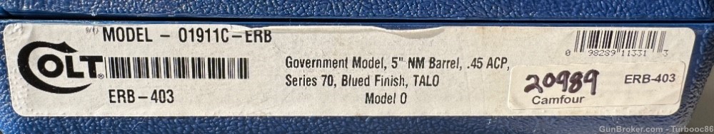 Colt 1911 Government “Spirit of America” TALO. .45 ACP 5” Barrel. #403.-img-3