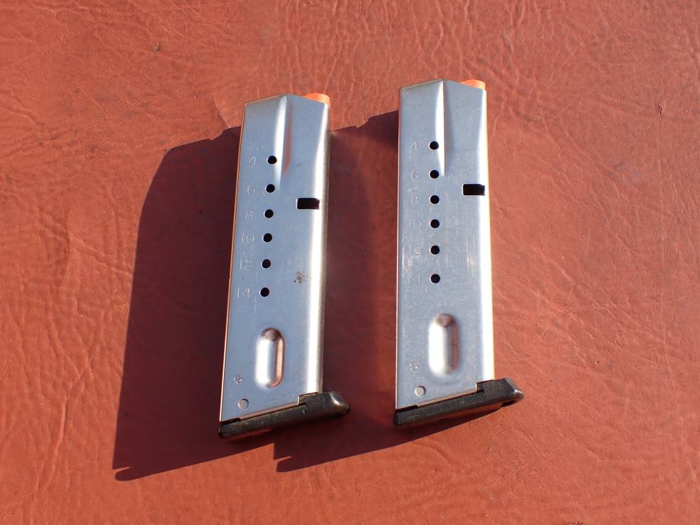 (2 TOTAL) SMITH & WESSON MODEL 5906 SS 9MM FACTORY 15RD MAGAZINE L.E MARKED-img-1
