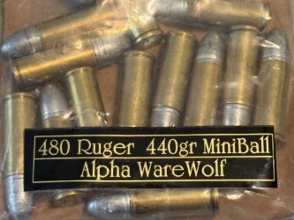 480 Ruger 440 gr Lead Mini Ball Revolver Ammo 32 rds Alpha Ware Wolf-img-2