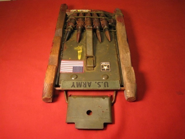 US Army 50cal BMG Display Ammo Lid Tent Stakes Old Made in U.S.A.-img-10