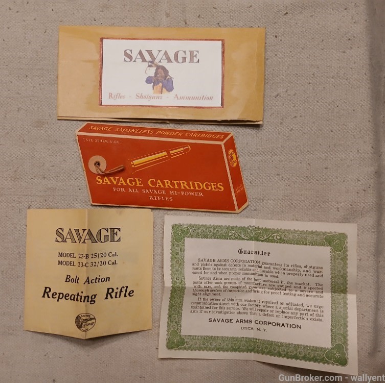 Savage Arms Corp Model 23BNC Rifle Manual Factory Original 25/20 & 32/20  -img-0