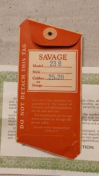 Savage Arms Corp Model 23BNC Rifle Manual Factory Original 25/20 & 32/20  -img-2