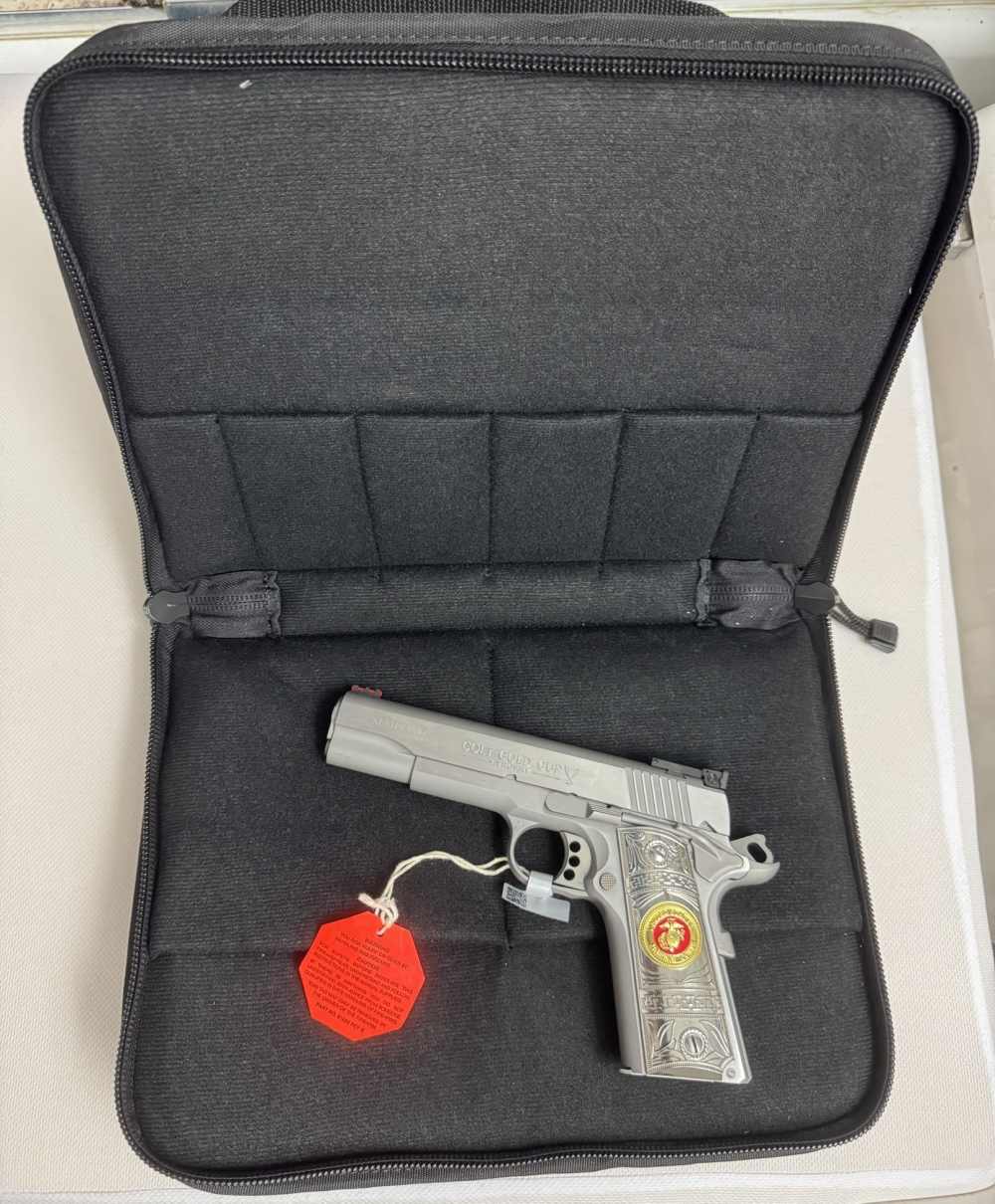 USMC Colt 1911 RARE Custom Gold Cup Stainless .45 Series 70, USMC Range Bag-img-5