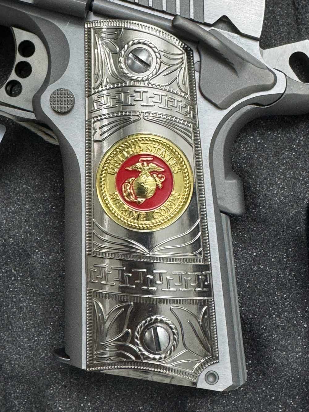 USMC Colt 1911 RARE Custom Gold Cup Stainless .45 Series 70, USMC Range Bag-img-3