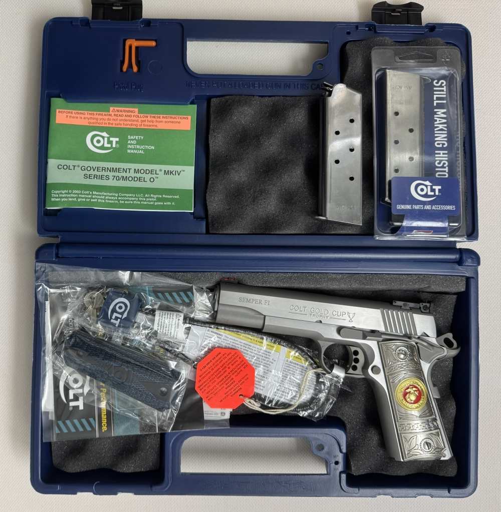 USMC Colt 1911 RARE Custom Gold Cup Stainless .45 Series 70, USMC Range Bag-img-6